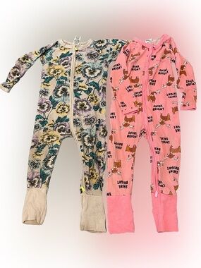 Bonds Wondersuit Two Pairs | Floral & Reindeer | 12-18 Months